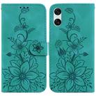 For Sony Xperia 10 VI Lily Embossed Leather Phone Case(Green) - 1