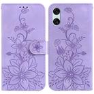 For Sony Xperia 10 VI Lily Embossed Leather Phone Case(Purple) - 1
