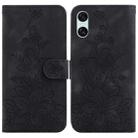 For Sony Xperia 10 VI Lily Embossed Leather Phone Case(Black) - 1