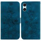 For Sony Xperia 5 VI Lily Embossed Leather Phone Case(Dark Blue) - 1