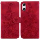 For Sony Xperia 5 VI Lily Embossed Leather Phone Case(Red) - 1