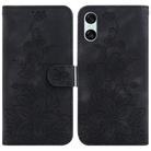 For Sony Xperia 5 VI Lily Embossed Leather Phone Case(Black) - 1