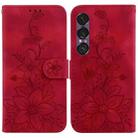 For Sony Xperia 1 VII Lily Embossed Leather Phone Case(Red) - 1