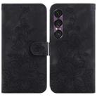 For Sony Xperia 1 VII Lily Embossed Leather Phone Case(Black) - 1