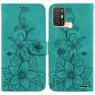 For ZTE Blade A52 Lily Embossed Leather Phone Case(Green) - 1