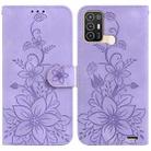 For ZTE Blade A52 Lily Embossed Leather Phone Case(Purple) - 1