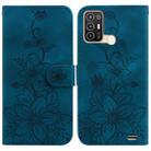 For ZTE Blade A52 Lily Embossed Leather Phone Case(Dark Blue) - 1