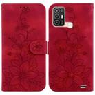 For ZTE Blade A52 Lily Embossed Leather Phone Case(Red) - 1