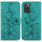 For ZTE Blade A72 / V40 Vita Lily Embossed Leather Phone Case(Green) - 1