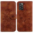 For ZTE Blade A72 / V40 Vita Lily Embossed Leather Phone Case(Brown) - 1