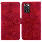 For ZTE Blade A72 / V40 Vita Lily Embossed Leather Phone Case(Red) - 1