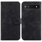 For Google Pixel 6a Lily Embossed Leather Phone Case(Black) - 1