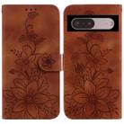 For Google Pixel 7 Lily Embossed Leather Phone Case(Brown) - 1