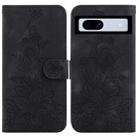 For Google Pixel 7a Lily Embossed Leather Phone Case(Black) - 1