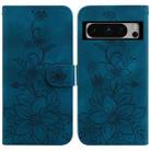 For Google Pixel 8 Pro Lily Embossed Leather Phone Case(Dark Blue) - 1