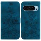 For Google Pixel 9 Pro Lily Embossed Leather Phone Case(Dark Blue) - 1