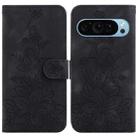 For Google Pixel 9 Pro Lily Embossed Leather Phone Case(Black) - 1