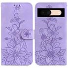 For Google Pixel 8a Lily Embossed Leather Phone Case(Purple) - 1