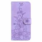 For Google Pixel 9a Lily Embossed Leather Phone Case(Purple) - 3