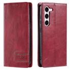 For Samsung Galaxy S23 5G TTUDRCH RFID Retro Texture Magnetic Leather Phone Case(Red) - 1