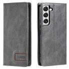 For Samsung Galaxy S22 5G TTUDRCH RFID Retro Texture Magnetic Leather Phone Case(Grey) - 1
