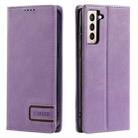 For Samsung Galaxy S21+ 5G TTUDRCH RFID Retro Texture Magnetic Leather Phone Case(Purple) - 1