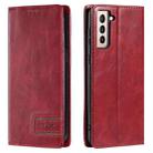 For Samsung Galaxy S21 5G TTUDRCH RFID Retro Texture Magnetic Leather Phone Case(Red) - 1