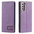 For Samsung Galaxy S21 5G TTUDRCH RFID Retro Texture Magnetic Leather Phone Case(Purple) - 1
