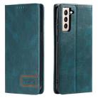 For Samsung Galaxy S21 FE 5G TTUDRCH RFID Retro Texture Magnetic Leather Phone Case(Greem) - 1
