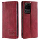 For Samsung Galaxy S20 Ultra TTUDRCH RFID Retro Texture Magnetic Leather Phone Case(Red) - 1