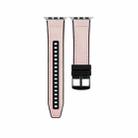 For Apple Watch 8 45mm Hybrid Leather Silicone Watch Band(Pink) - 1