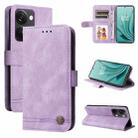 For OnePlus Nord 3/Ace 2V Skin Feel Life Tree Metal Button Leather Phone Case(Purple) - 1