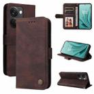 For OnePlus Nord 3/Ace 2V Skin Feel Life Tree Metal Button Leather Phone Case(Brown) - 1