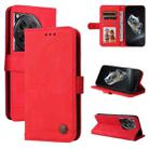 For OnePlus 12 Skin Feel Life Tree Metal Button Leather Phone Case(Red) - 1