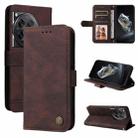 For OnePlus 12 Skin Feel Life Tree Metal Button Leather Phone Case(Brown) - 1