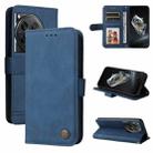 For OnePlus 12 Skin Feel Life Tree Metal Button Leather Phone Case(Blue) - 1