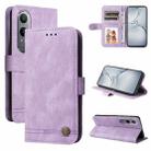 For OnePlus Nord CE4 Lite Skin Feel Life Tree Metal Button Leather Phone Case(Purple) - 1