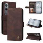 For OnePlus Nord CE4 Lite Skin Feel Life Tree Metal Button Leather Phone Case(Brown) - 1