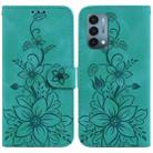 For OnePlus Nord N200 5G Lily Embossed Leather Phone Case(Green) - 1