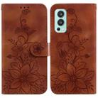 For OnePlus Nord 2 5G Lily Embossed Leather Phone Case(Brown) - 1