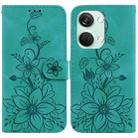 For OnePlus Nord 3 Lily Embossed Leather Phone Case(Green) - 1