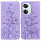 For OnePlus Nord 3 Lily Embossed Leather Phone Case(Purple) - 1