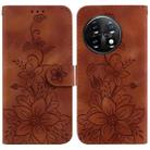 For OnePlus 11 Lily Embossed Leather Phone Case(Brown) - 1