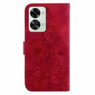 For OnePlus Nord 2T Lily Embossed Leather Phone Case(Red) - 3