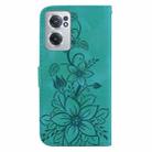 For OnePlus Nord CE 2 5G Lily Embossed Leather Phone Case(Green) - 3