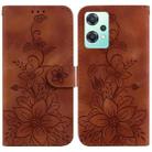 For OnePlus Nord CE 2 Lite 5G Lily Embossed Leather Phone Case(Brown) - 1