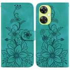 For OnePlus Nord CE 3 Lite / N30 Lily Embossed Leather Phone Case(Green) - 1
