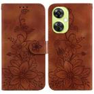 For OnePlus Nord CE 3 Lite / N30 Lily Embossed Leather Phone Case(Brown) - 1