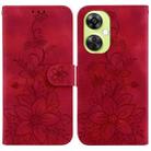 For OnePlus Nord CE 3 Lite / N30 Lily Embossed Leather Phone Case(Red) - 1