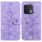 For OnePlus 10 Pro 5G Lily Embossed Leather Phone Case(Purple) - 1